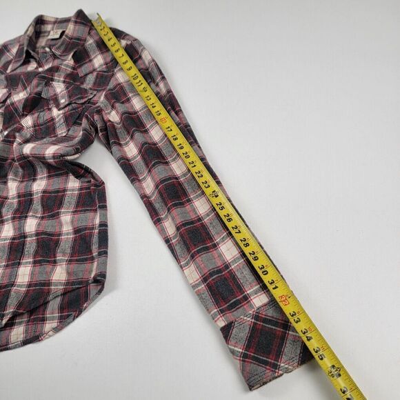 Vintage Y2K True Religion Pearl Snap Flannel Shirt Mens XL Red Plaid Western - Picture 9 of 13
